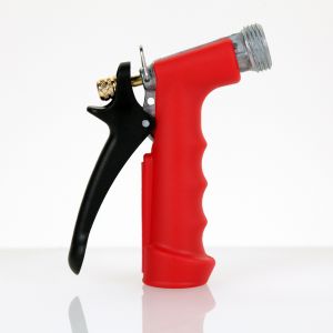 Red pistol grip spray nozzle for standard water hose