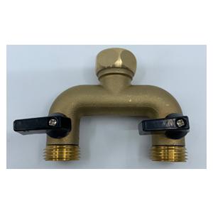 Hose Splitter with Shut Off Valves - Brass