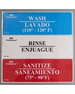 Label Set for 3-Compartment Sink - Wash/Rinse/Sanitize, Color, Pack of 1 