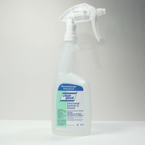 Clean Quick Chlorinated Sanitizer and Cleaner Bottle, Sprayer, White, 6 ct